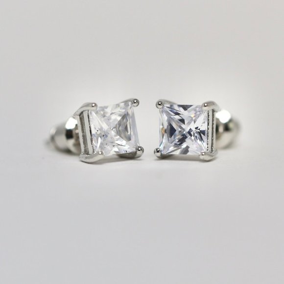 18k Gold Dipped White Topaz Princess Cut - Picture 4 of 9